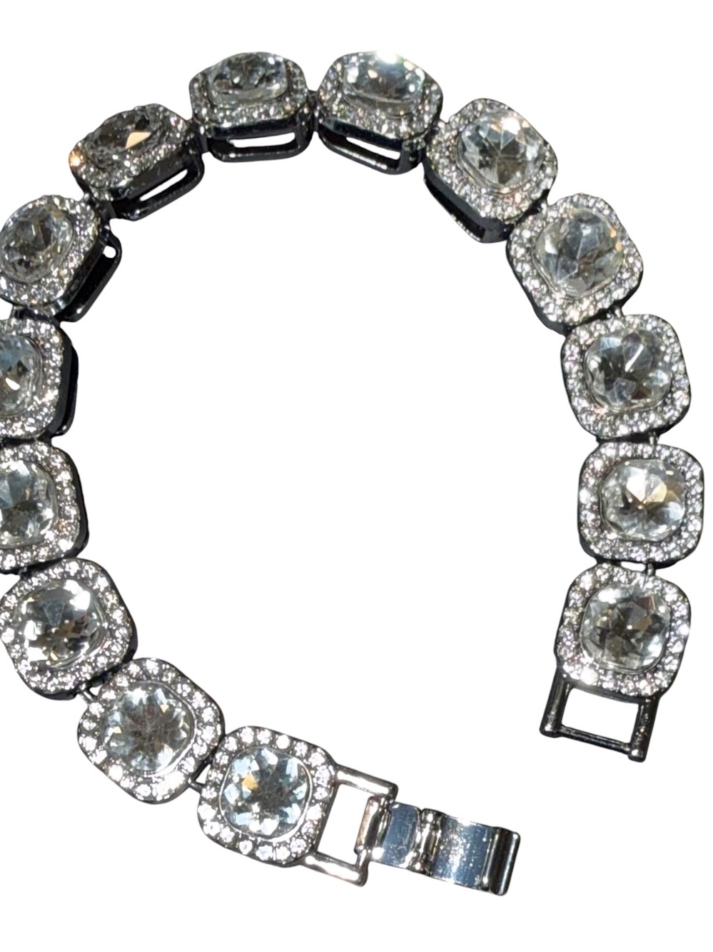 FASHION Silver-tone Pillow Rhinestone Bracelet - NWT